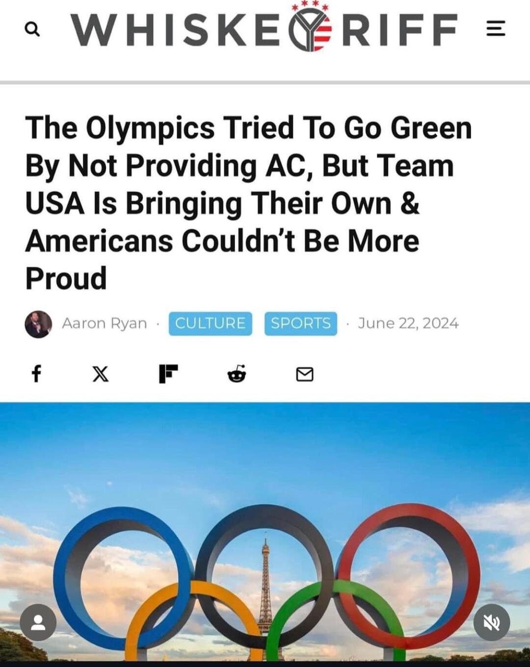 a WHISKERIFF The Olympics Tried To Go Green By Not Providing AC But Team USA Is Bringing Their Own Americans Couldnt Be More Proud