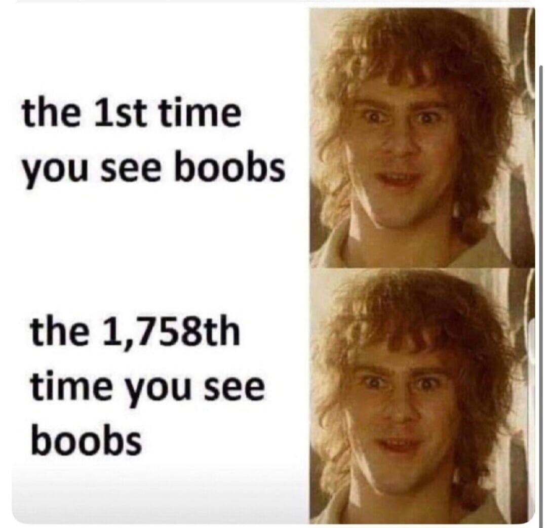 the 1st time you see boobs the 1,758th time you see boobs