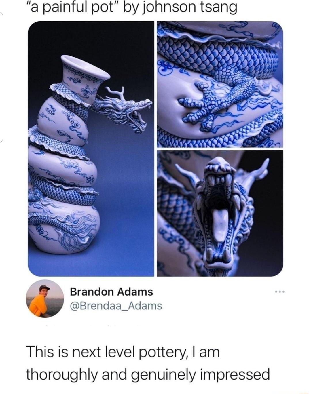 a painful pot by johnson tsang Brandon Adams Brendaa_Adams This is next level pottery am thoroughly and genuinely impressed