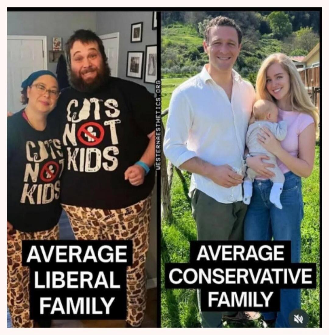 CATS NOT KIDS WESTERNAESTHETICS.ORG AVERAGE LIBERAL FAMILY AVERAGE CONSERVATIVE FAMILY