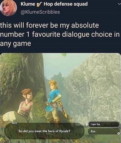 Klume g Hop defense squad v LT NS this will forever be my absolute number 1 favourite dialogue choice in any game