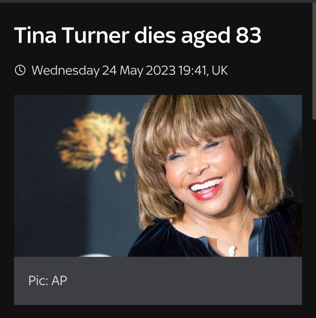 Tina Turner dies aged 83 CRUELEEWVPZYNEWPlorE R ERANVIS Pic AP