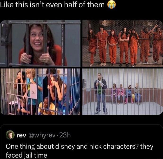 Like this isnt even half of them CIACNVETRVEL One thing about disney and nick characters they faced jail time