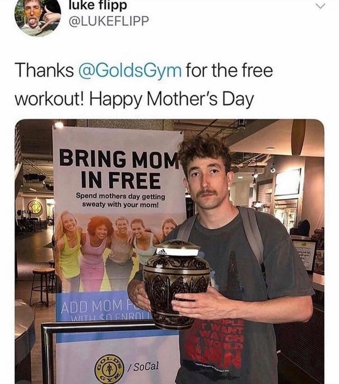 uke Tlipp LUKEFLIPP Thanks GoldsGym for the free workout Happy Mothers Day