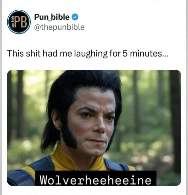 Pun bible thepunbible This shit had me laughing for 5 minutes Wolverheeheeine