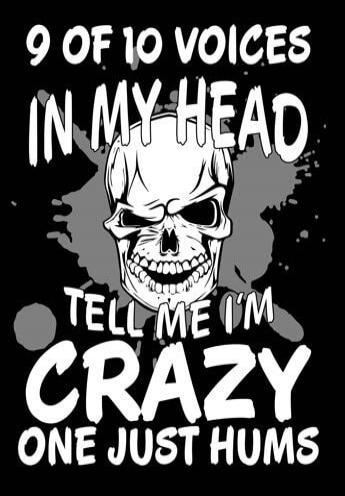 9 OF 10 VOICES IN MY HEAD TELL ME I'M CRAZY ONE JUST HUMS