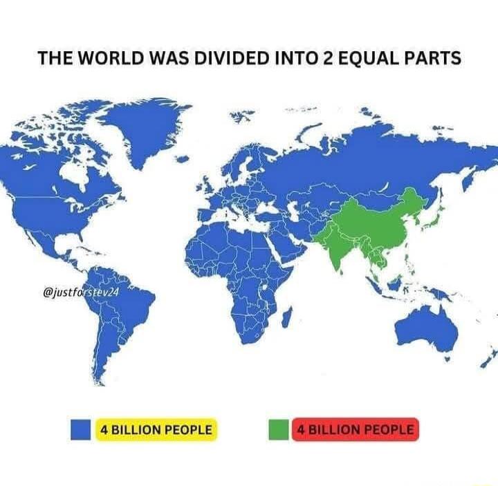 THE WORLD WAS DIVIDED INTO 2 EQUAL PARTS