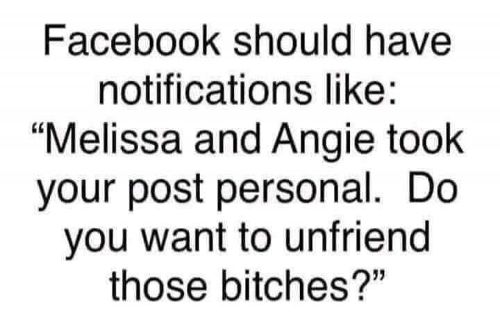 Facebook should have notifications like: 