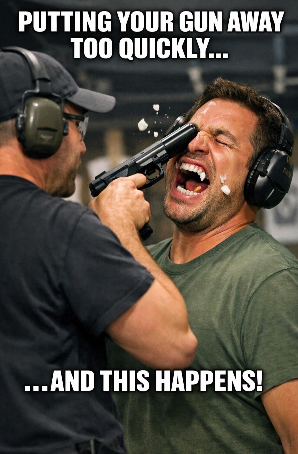 PUTTING YOUR GUN AWAY TOO QUICKLY... ...AND THIS HAPPENS!