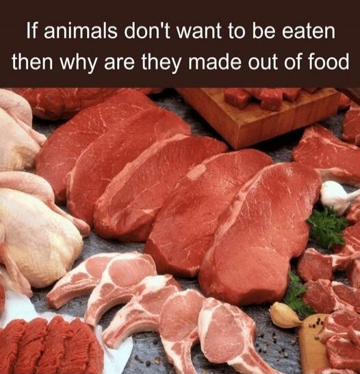 If animals don't want to be eaten then why are they made out of food