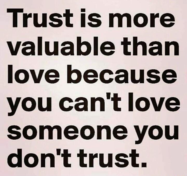 Trust is more valuable than love because you cant love someone you dont trust