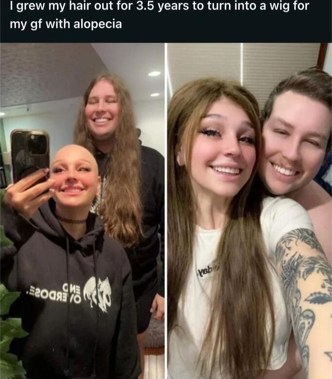1 grew my hair out for 35 years to turn into a wig for my gf with alopecia