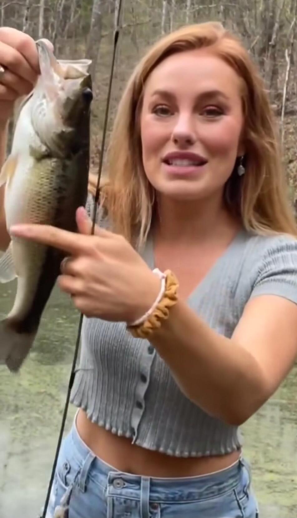 Look what I caught! It's a nice bass.