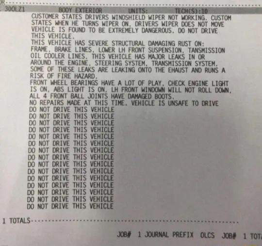 CUSTOMER STATES DRIVERS WINDSHIELD WIPER NOT WORKING CUSTOM STATES WHEN HE TURNS WIPER ON DRIVERS WIPER DOES NOT MOVE a2 s Eimmrmeneed REP NOT NOT NOT NOT NOT NOT NOT NOT NOT NOT NOT NoT E