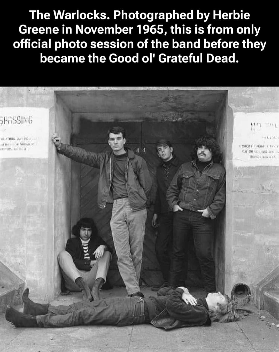 The Warlocks. Photographed by Herbie Greene in November 1965, this is from only official photo session of the band before they became the Good ol' Grateful Dead.