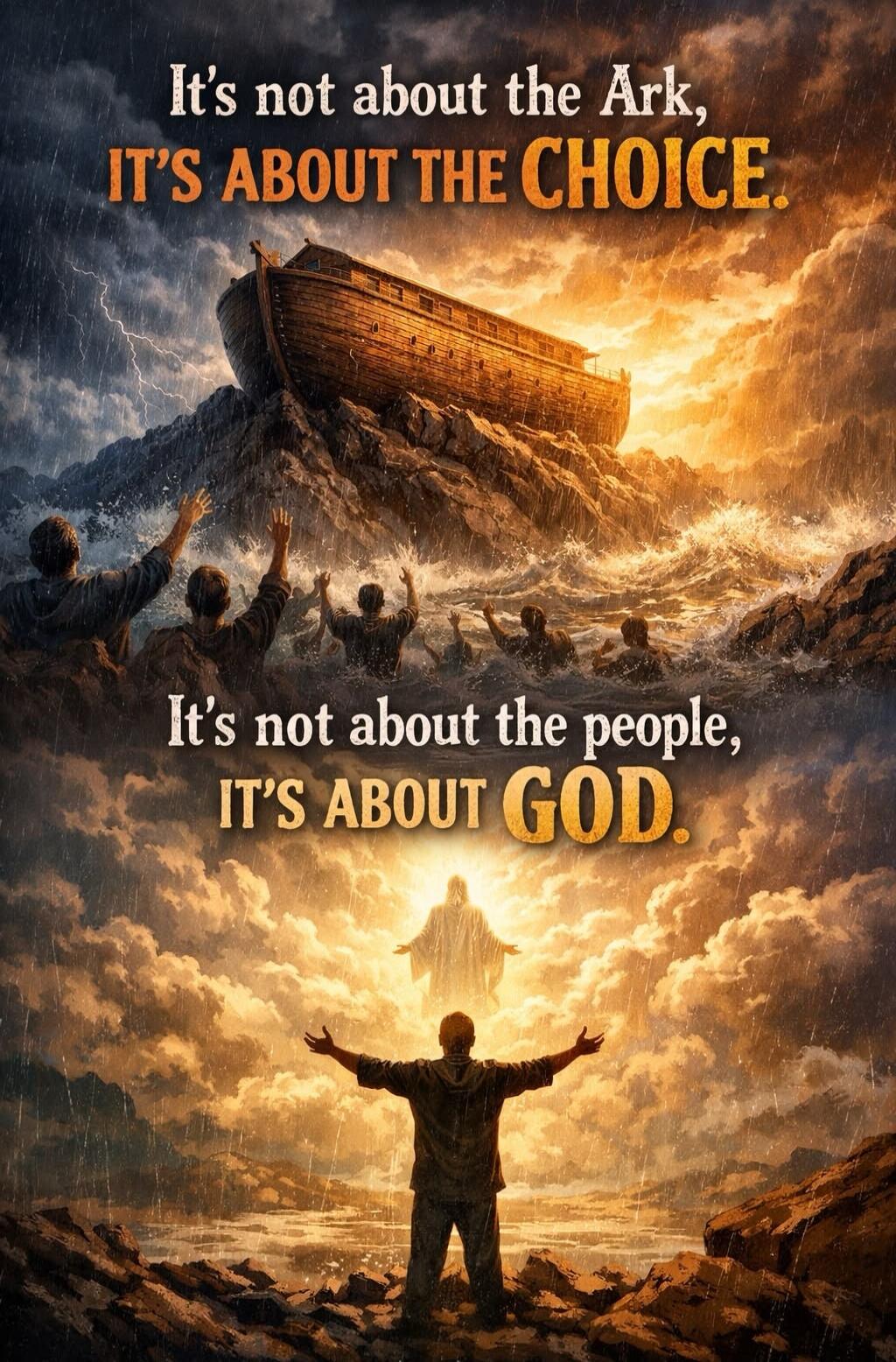 It's not about the Ark, IT'S ABOUT THE CHOICE. It's not about the people, IT'S ABOUT GOD.