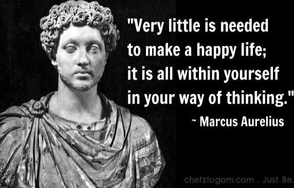 Very little is needed to make a happy life; it is all within yourself in your way of thinking. ~ Marcus Aurelius