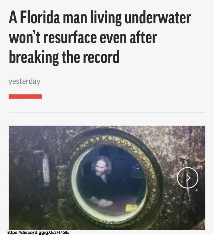 AFlorida man living underwater wont resurface even after breaking the record hipsidiscord gggXEINTGE