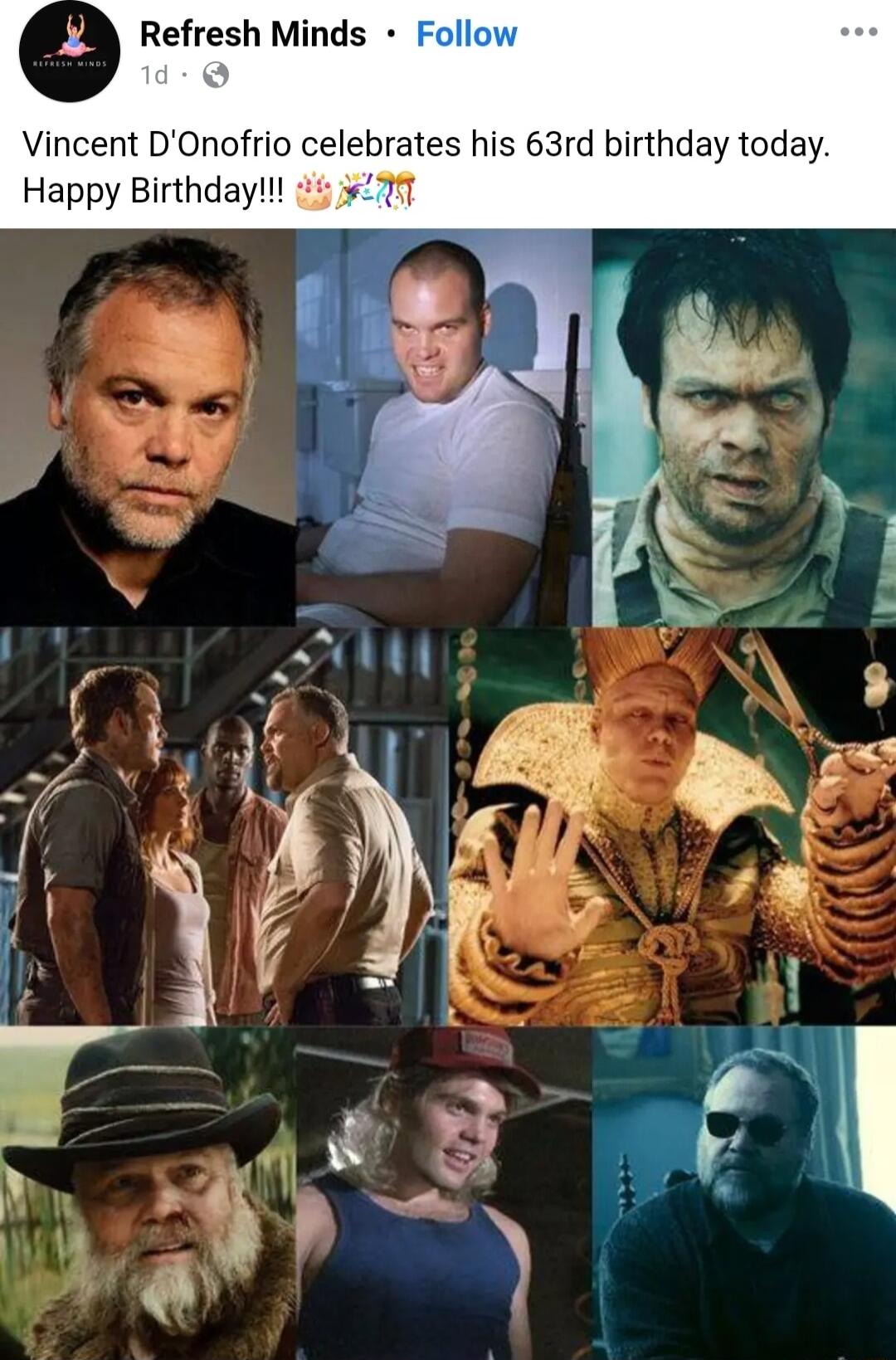 A Refresh Minds Vincent DOnofrio celebrates his 63rd birthday today Happy Birthday