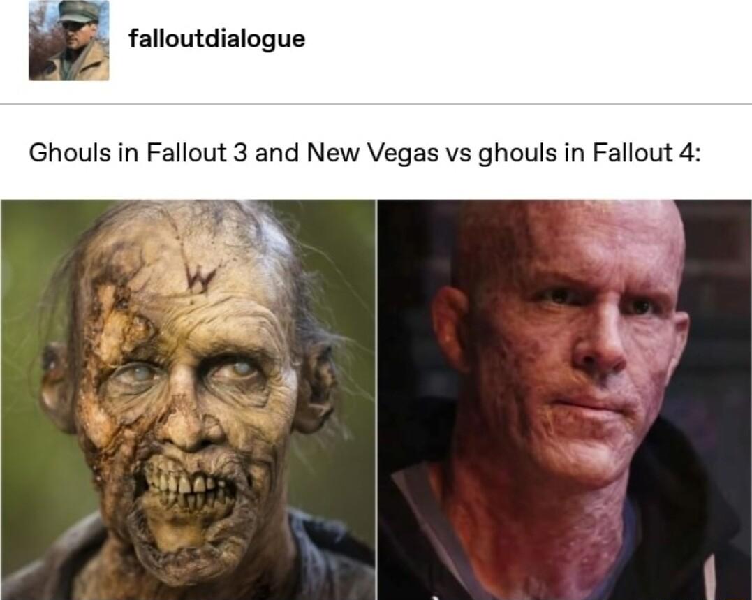 falloutdialogue Ghouls in Fallout 3 and New Vegas vs ghouls in Fallout 4