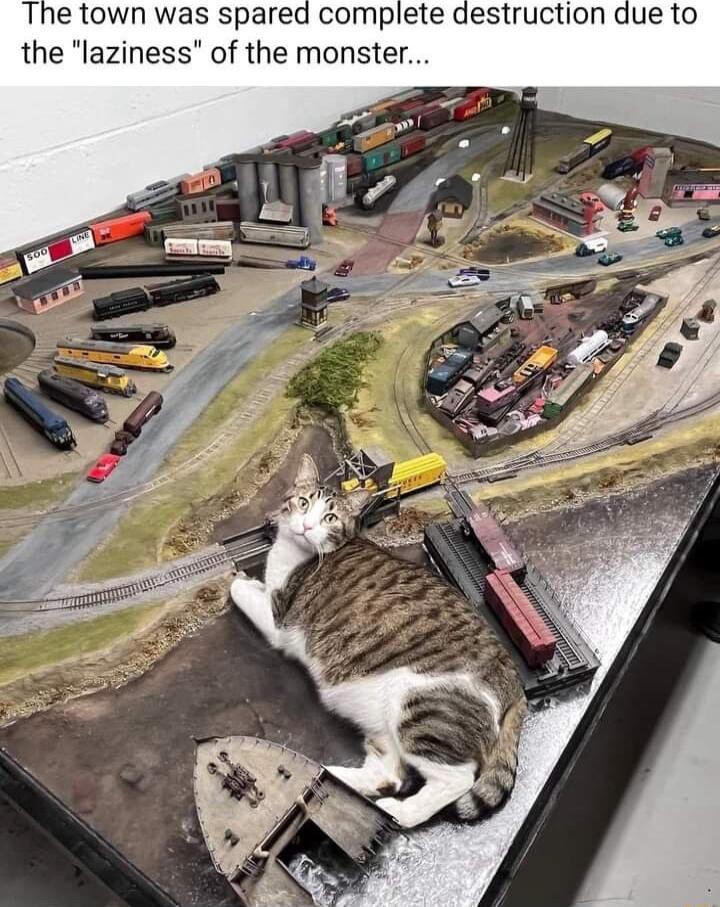 The town was spared complete destruction due to the laziness of the monster