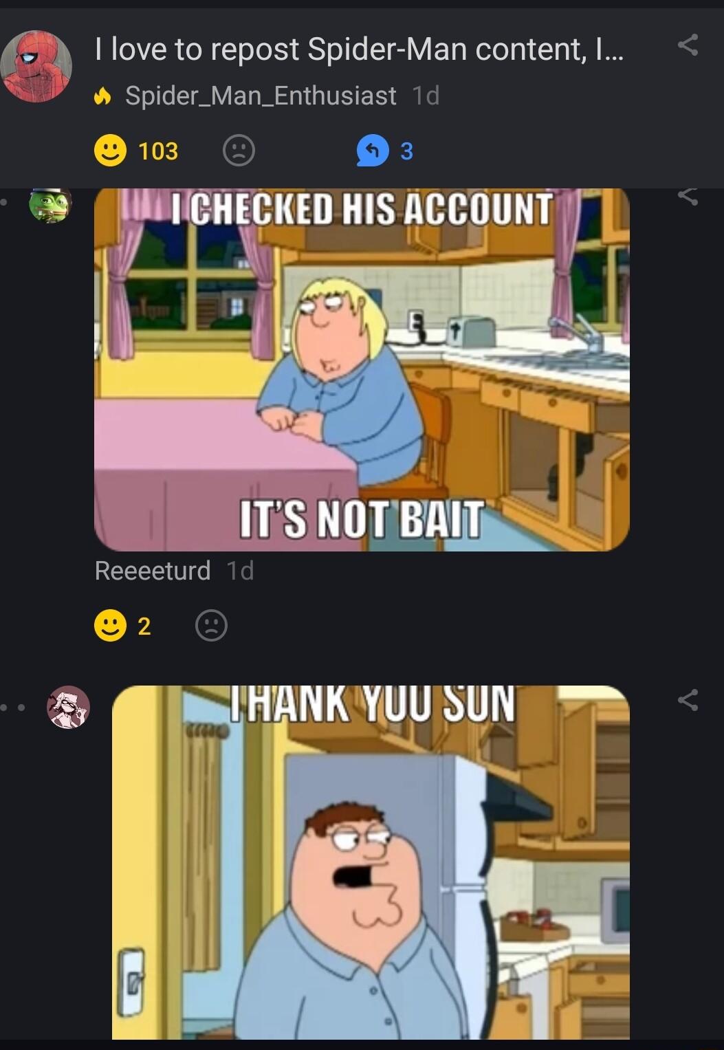 I love to repost Spider Man content I Spider_Man_Enthusiast 1 103 K y Reeeeturd