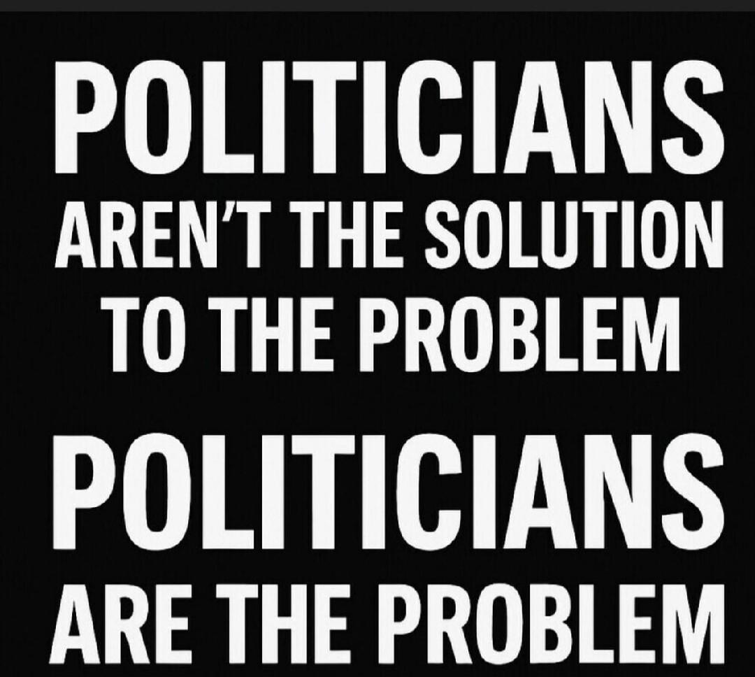 POLITICIANS AREN'T THE SOLUTION TO THE PROBLEM POLITICIANS ARE THE PROBLEM