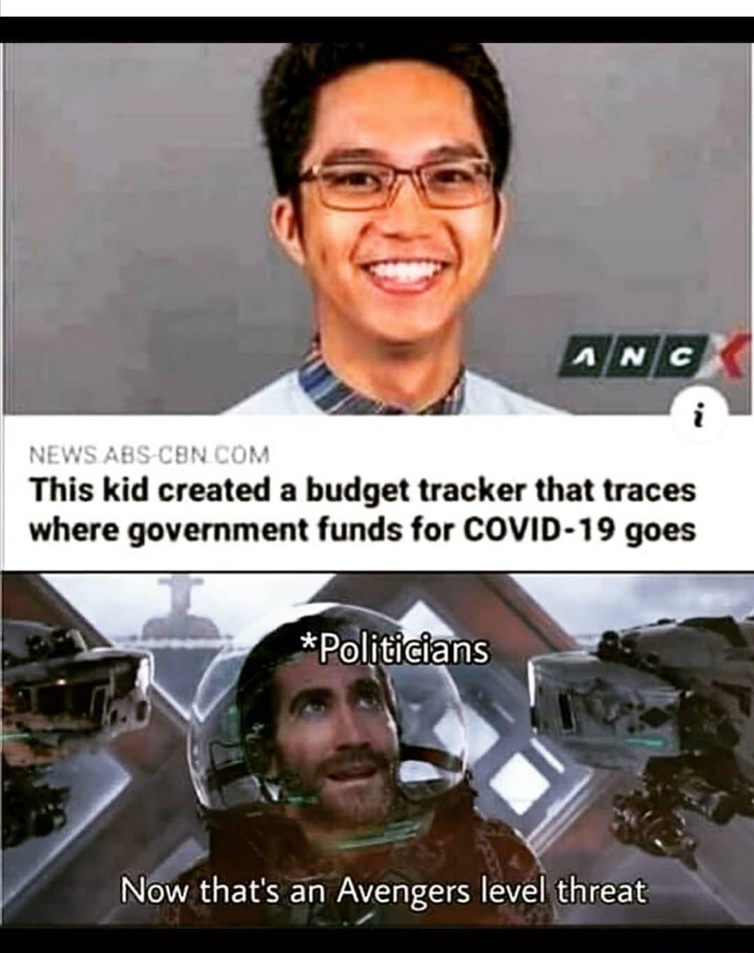 This kid created a budget tracker that traces where government funds for COVID 19 goes Pohtucnans Now thats an Avengers level threat