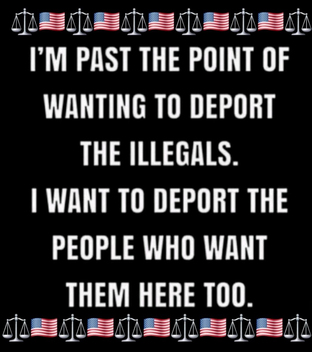 I'M PAST THE POINT OF WANTING TO DEPORT THE ILLEGALS. I WANT TO DEPORT THE PEOPLE WHO WANT THEM HERE TOO.