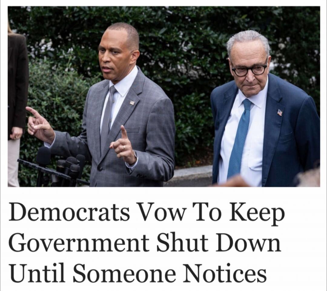 Democrats Vow To Keep Government Shut Down Until Someone Notices