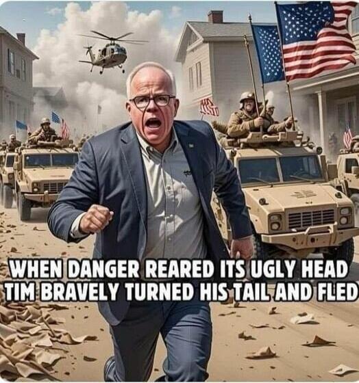 WHEN DANGER REARED ITS UGLY HEAD TIM BRAVELY TURNED HIS TAIL AND FLED