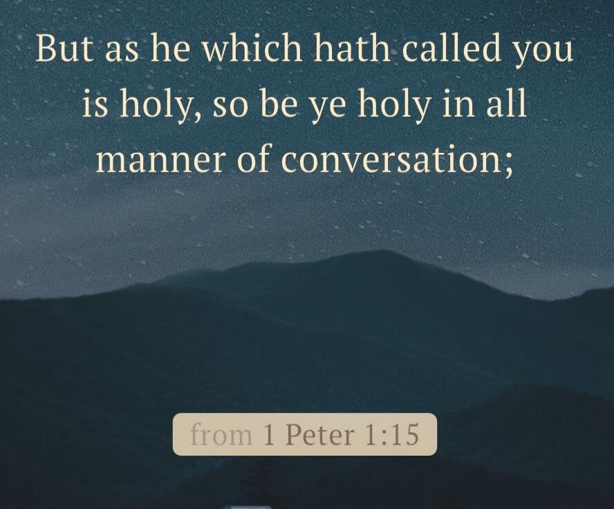 But as he which hath called you is holy, so be ye holy in all manner of conversation;
from 1 Peter 1:15