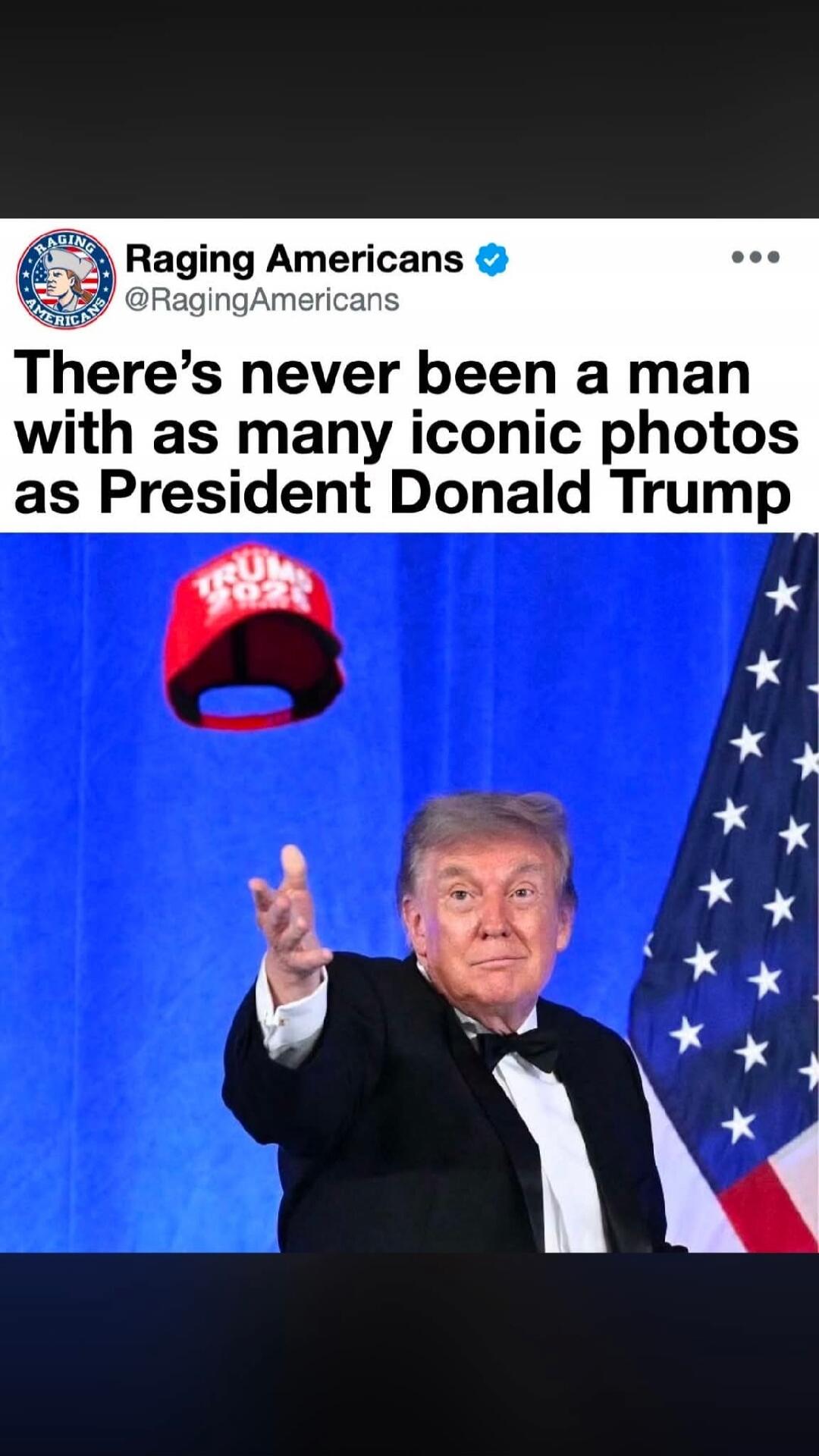 Raging Americans @RagingAmericans There's never been a man with as many iconic photos as President Donald Trump. TRUMP 2024