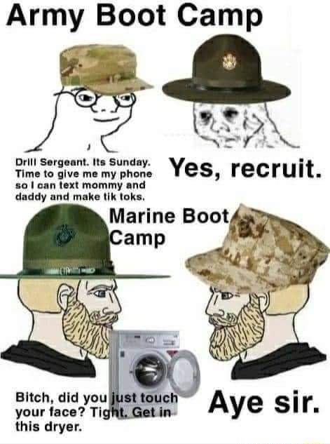 Army Boot Camp i Drill Sergeant Its Sunday Time to gvamemyshone YES Tecruit s0 can text mommy and daddy and make tik toks Bitch did you your face Tig this dryer