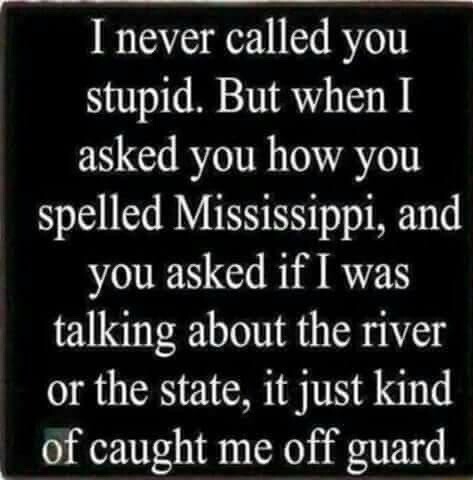 i I never called you stupid But when I N R VAT S IENENT I REN you asked if I was talking about the river or the state it just kind of caught me off guard b CEUNNVCO