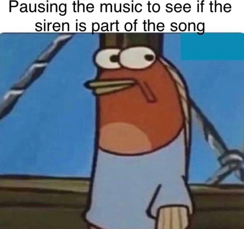 Pausing the music to see If the siren is part of the song E