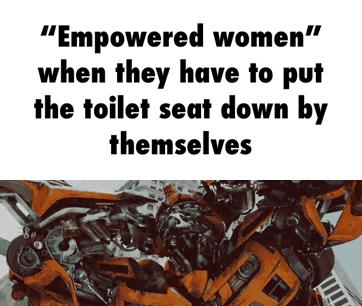 Empowered women when they have to put the toilet seat down by themselves