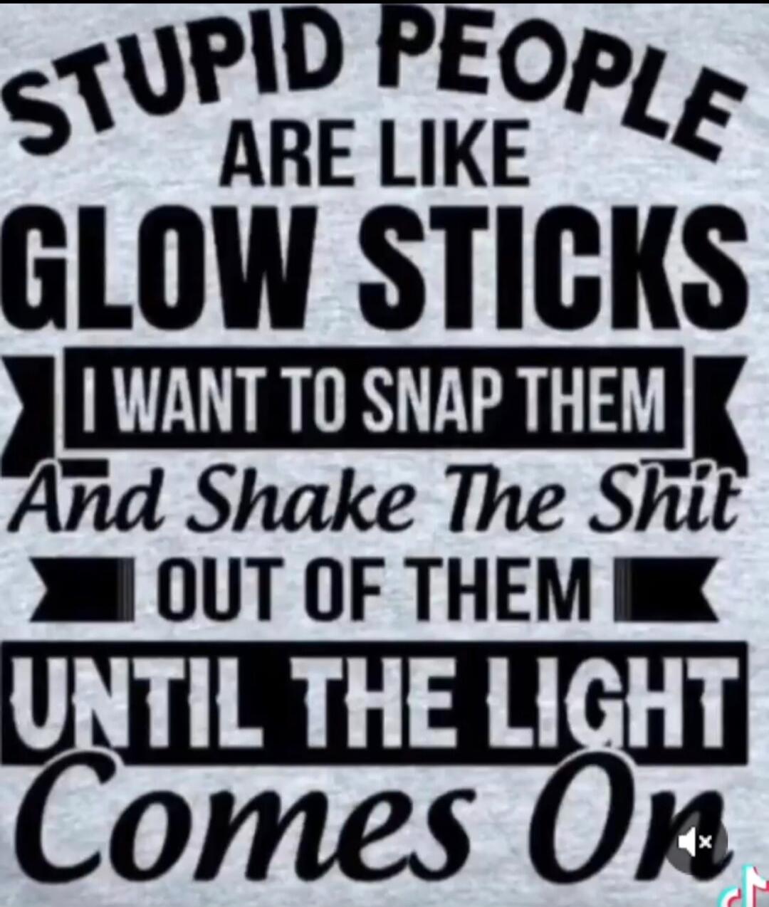 STUPID PEOPLE ARE LIKE GLOW STICKS I WANT TO SNAP THEM And Shake The Shit OUT OF THEM UNTIL THE LIGHT Comes On