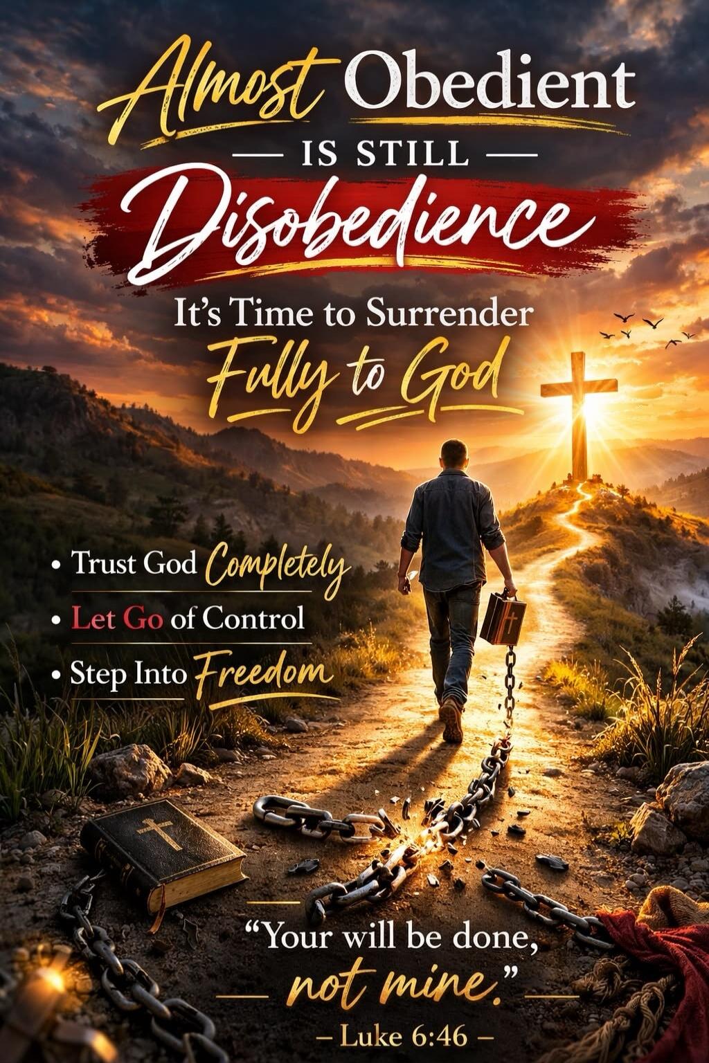Almost Obedient IS STILL Disobedience It's Time to Surrender Fully to God Trust God Completely Let Go of Control Step Into Freedom 