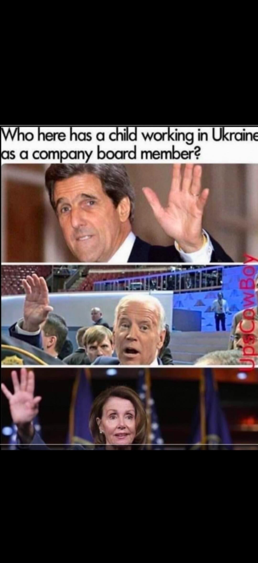 Who here has a child working in Ukraine as a company board member?
