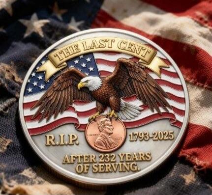 THE LAST CENT
R.I.P
1793-2025
AFTER 232 YEARS OF SERVING.