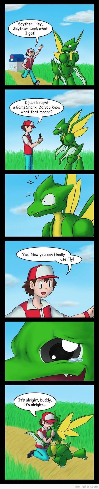 Scyther Hey Scyther Look what T just bought a GameShark Do you know what that means