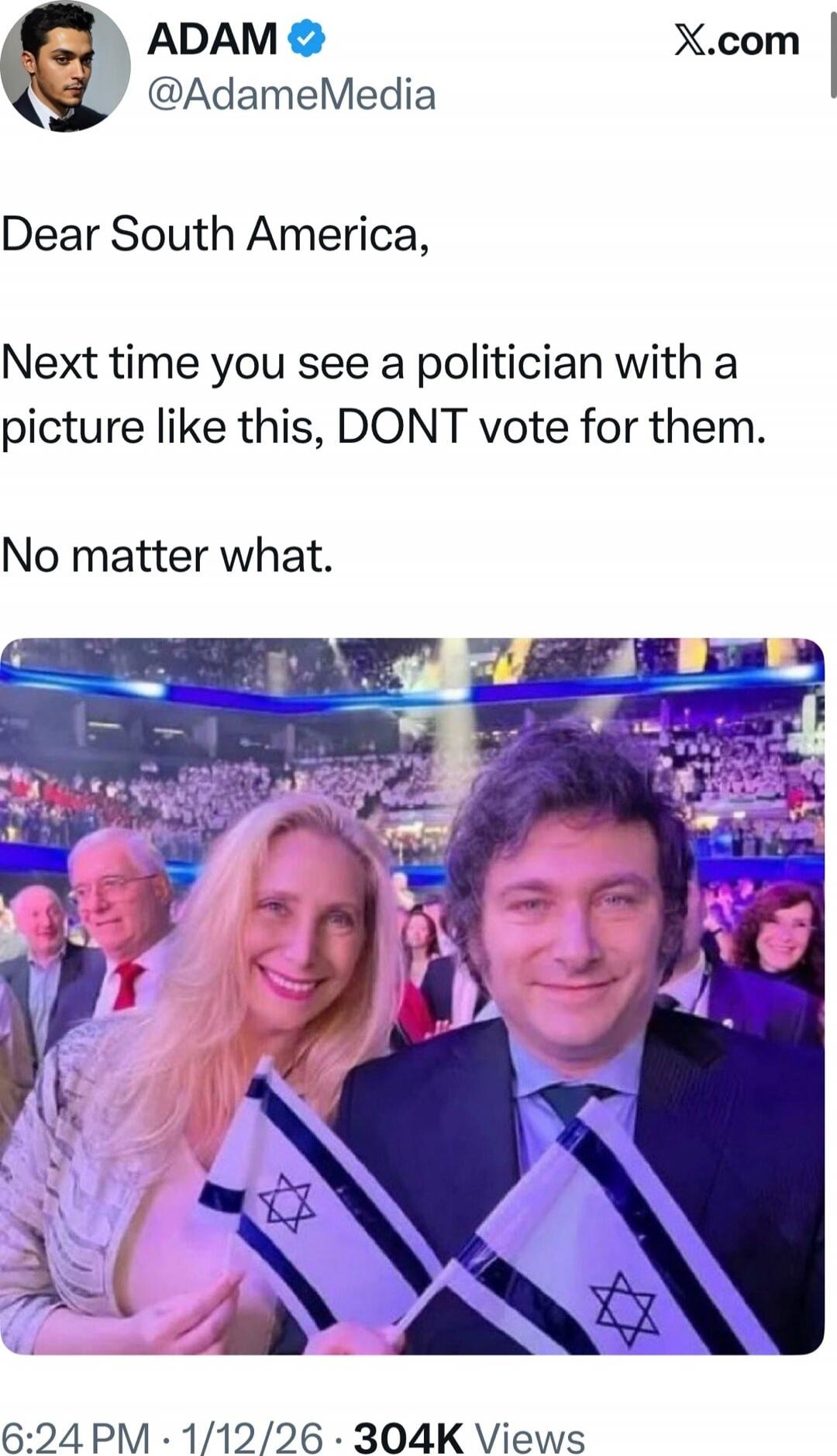 Dear South America,

Next time you see a politician with a picture like this, DONT vote for them.

No matter what.
