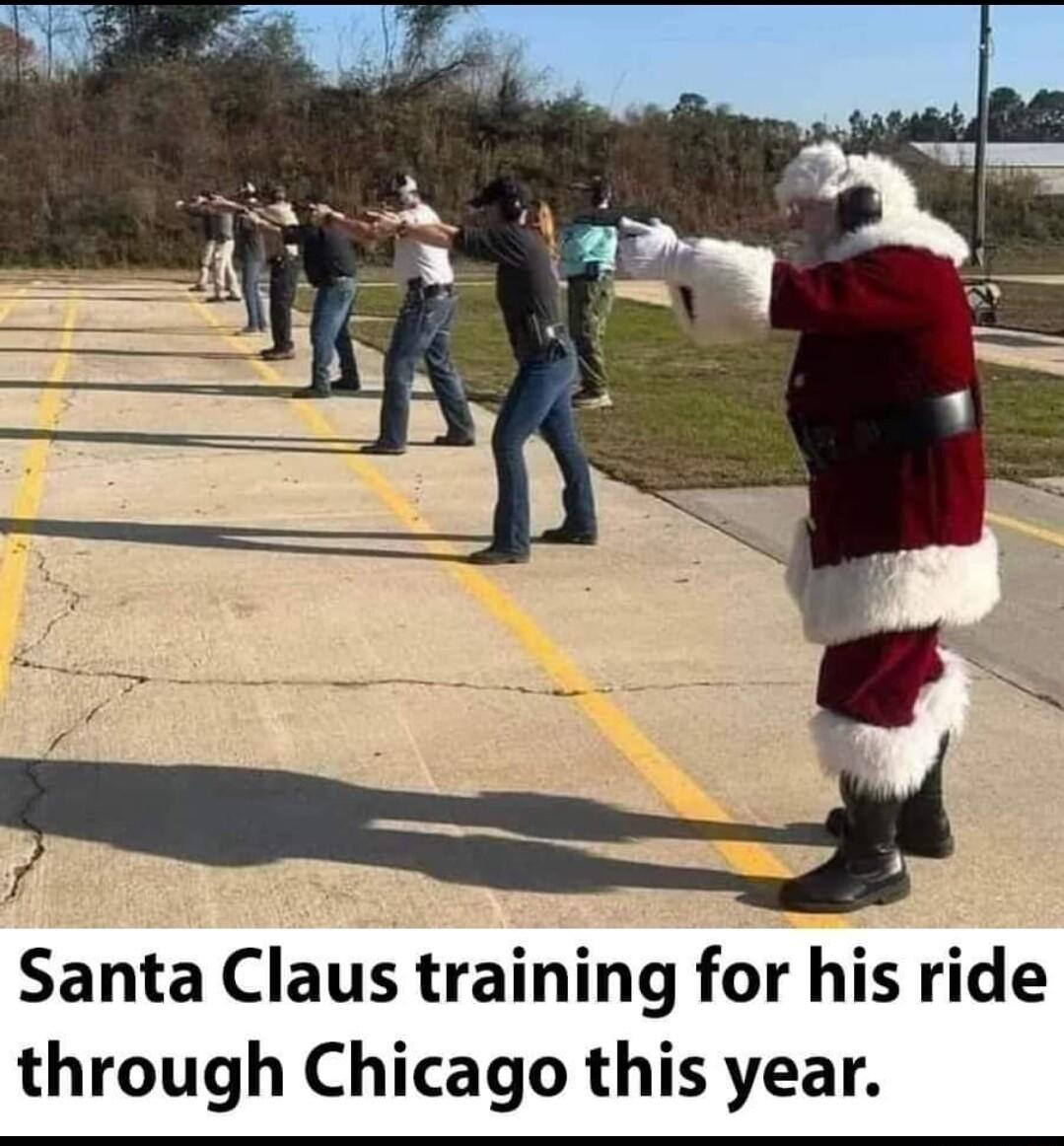 Santa Claus training for his ride through Chicago this year