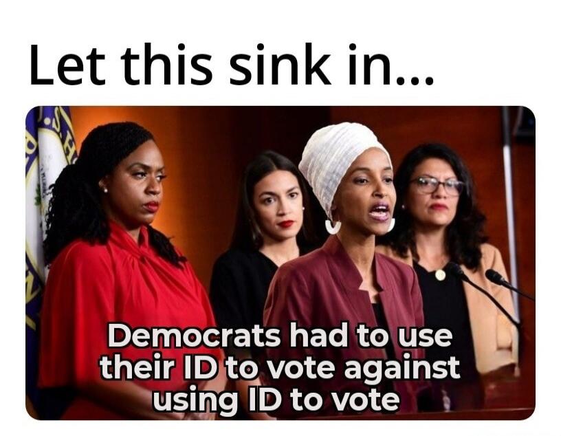 Let this sink in... Democrats had to use their ID to vote against using ID to vote