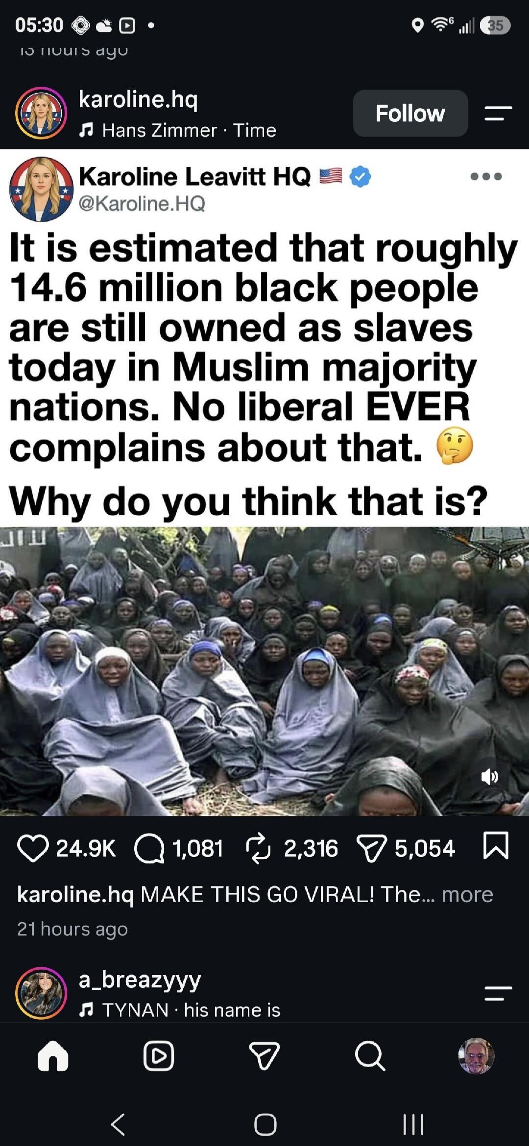 It is estimated that roughly 14.6 million black people are still owned as slaves today in Muslim majority nations. No liberal EVER complains about that. Why do you think that is? MAKE THIS GO VIRAL!