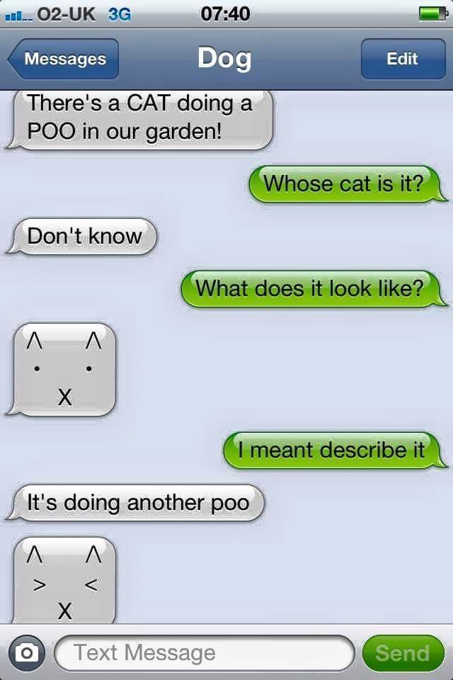 02 UK 3G Messages Theres a CAT doing a POO in our garden s doing another poo AT X pText Mssage y