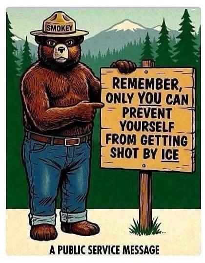 REMEMBER, ONLY YOU CAN PREVENT YOURSELF FROM GETTING SHOT BY ICE\nA PUBLIC SERVICE MESSAGE