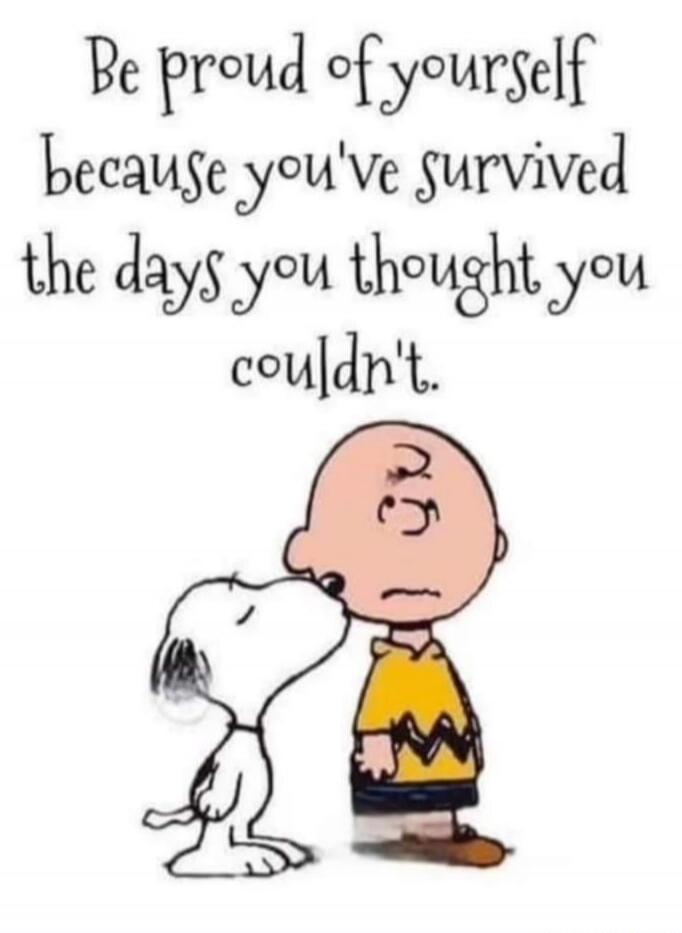 Be proud of yourself because you've survived the days you thought you couldn't.