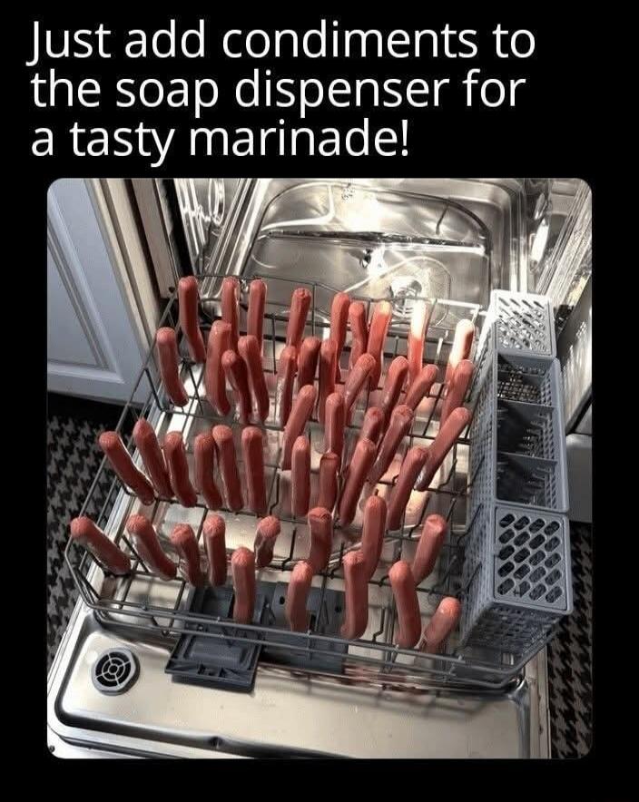 Just add condiments to the soap dispenser for a tasty marinade!